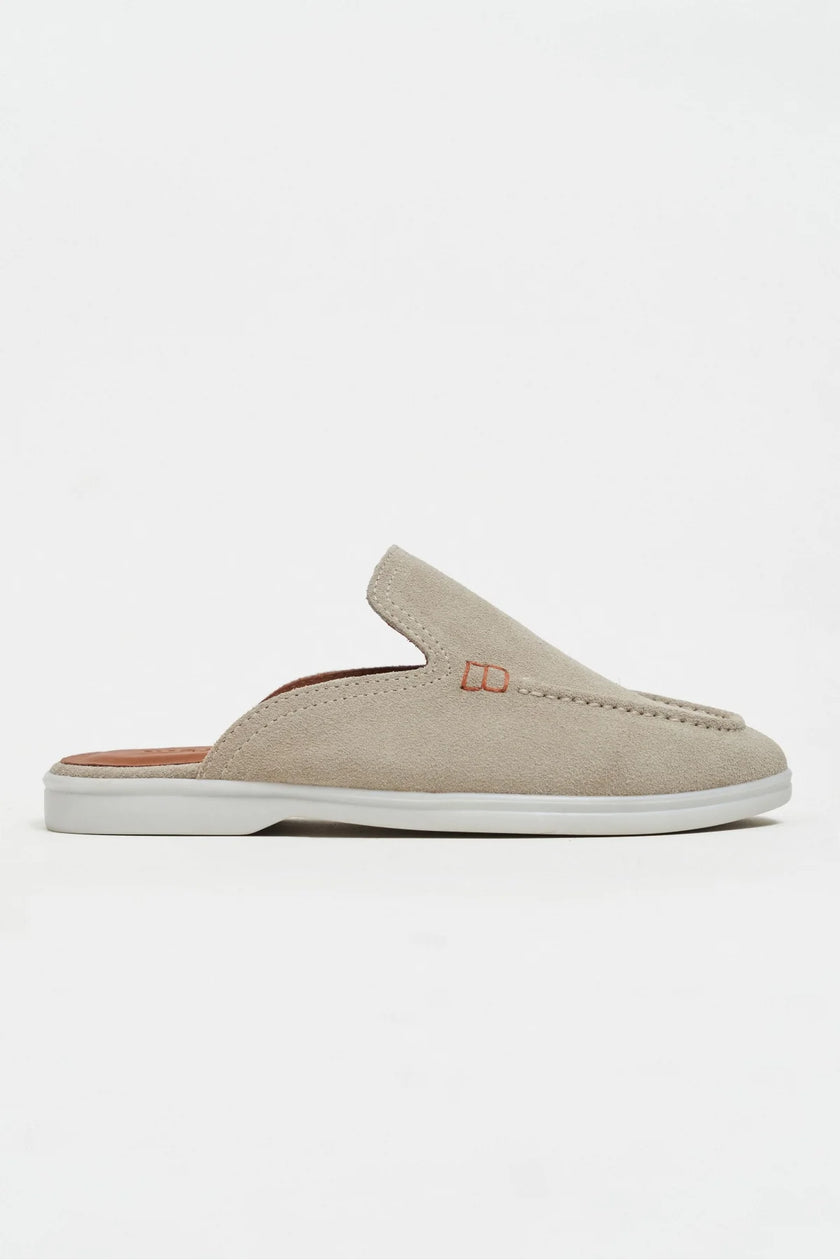 LETTY Beige Suede Leather Flat Women’s Loafer Slippers