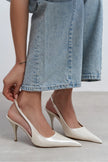 MEHRU Pearl Patent Buckle Detail Pointed Toe Women’s Heels