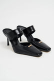 RANA Black Rustic Patterned Ankle Strap Buckle Detail Women’s Heel Shoes