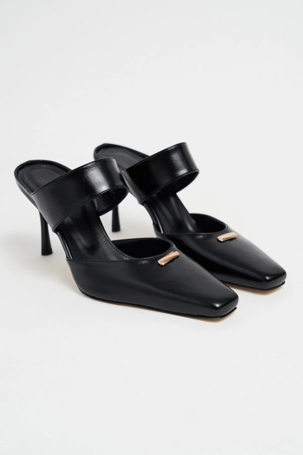 RANA Black Rustic Patterned Ankle Strap Buckle Detail Women’s Heel Shoes