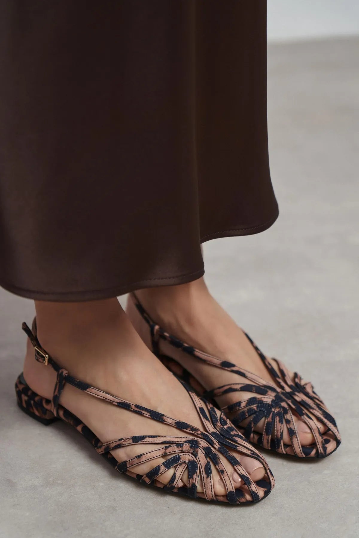 LENY Leopard Satin Trim Detail Women’s Sandal Ballet Flats