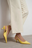 MEGY Yellow Matte Buckle Detail Pointed Toe Women’s Heeled Shoes