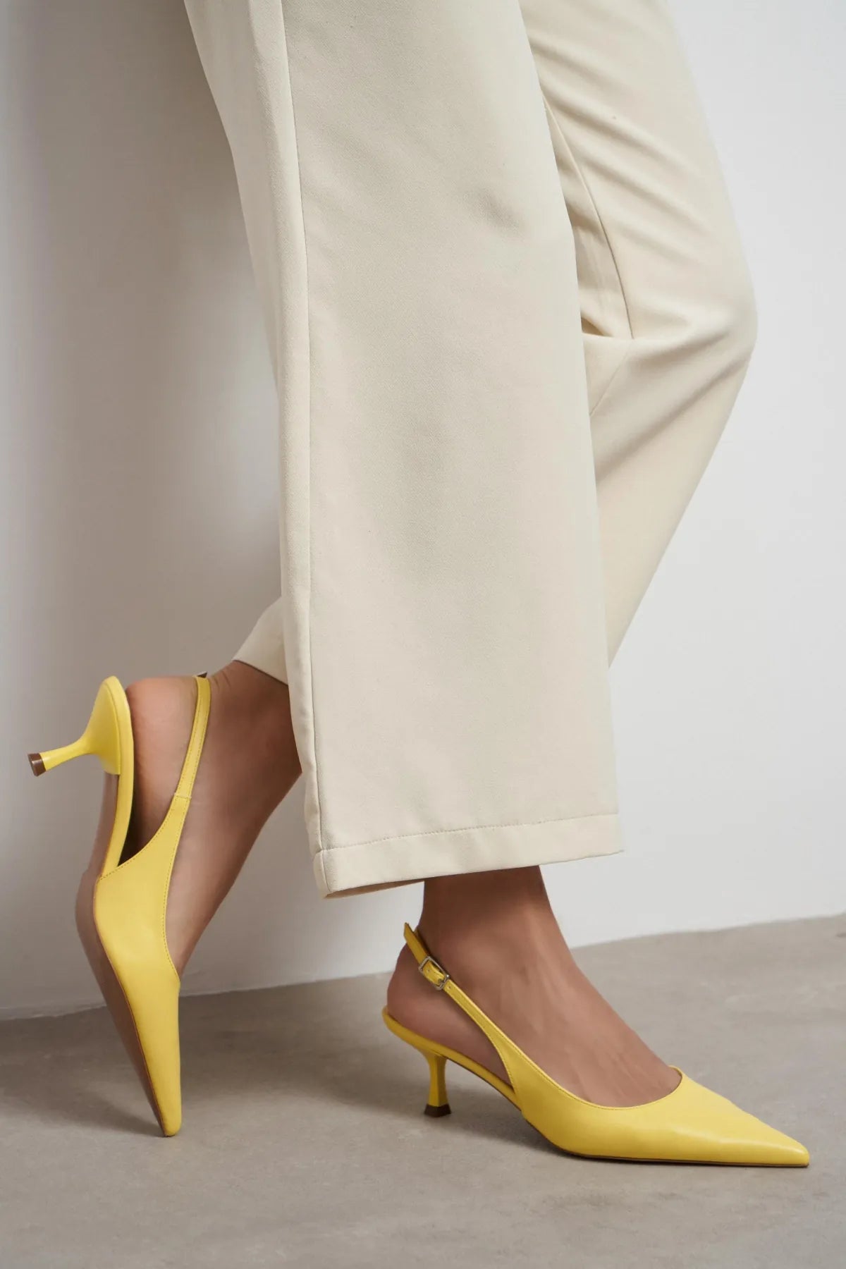 MEGY Yellow Matte Buckle Detail Pointed Toe Women’s Heeled Shoes | FOOTWEAR | Heels | Lebbse MEGY Yellow Matte Buckle Detail Pointed Toe Women’s Heeled Shoes | FOOTWEAR | Heels | Lebbse
