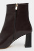 JUNO BROWN MATTE ZIPPERED THICK-HEELED CUFF-TOE WOMEN'S BOOTS