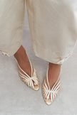 ERYU Beige Satin Peep Toe Cage Detail Women’s Heeled Shoes