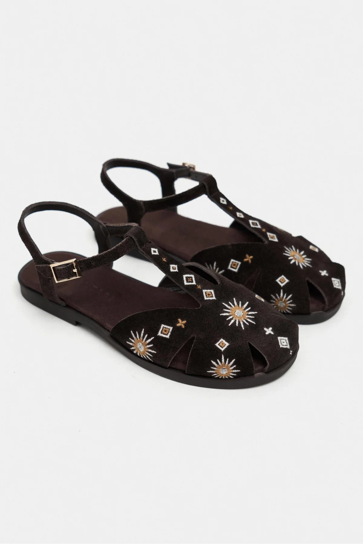 UTYA Bitter Brown Suede Leather Embroidery Detail Flat Women’s Sandals | FOOTWEAR | SANDALET | Lebbse UTYA Bitter Brown Suede Leather Embroidery Detail Flat Women’s Sandals | FOOTWEAR | SANDALET | Lebbse