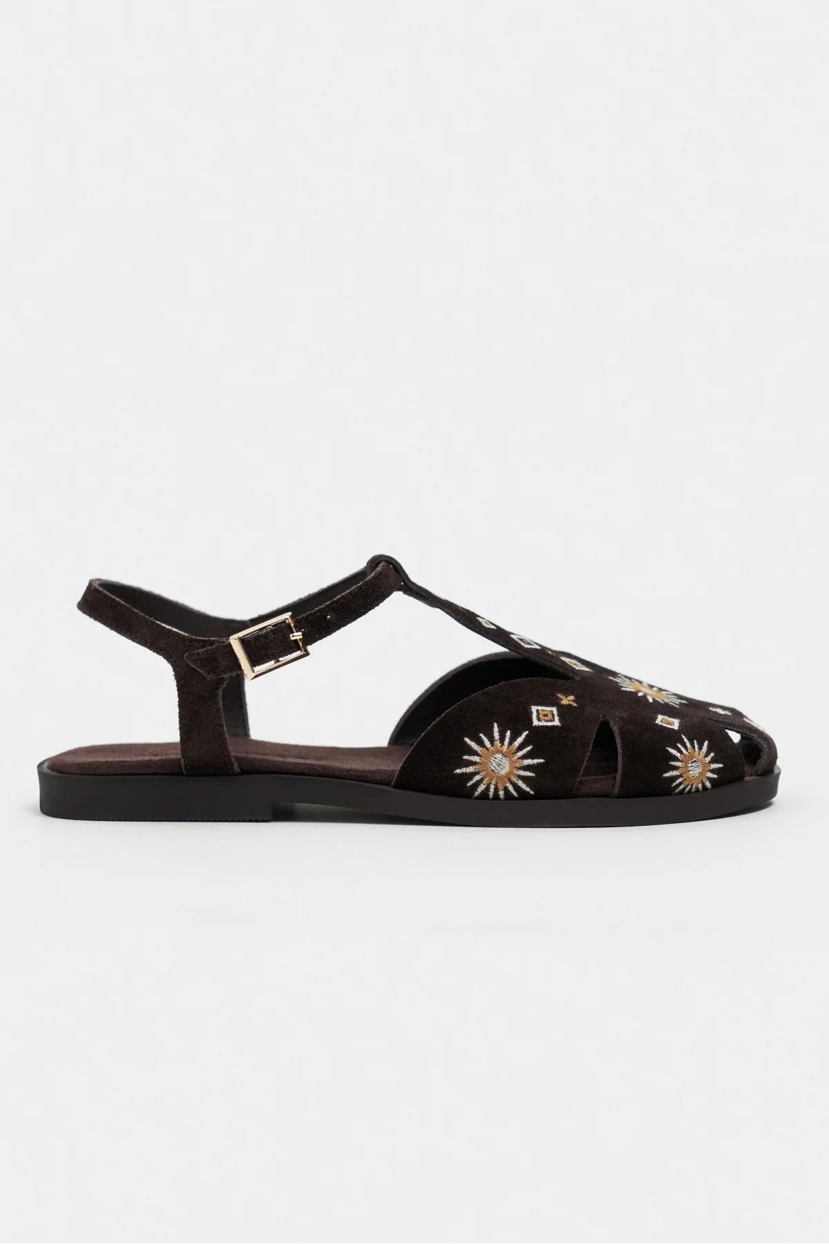 UTYA Bitter Brown Suede Leather Embroidery Detail Flat Women’s Sandals | FOOTWEAR | SANDALET | Lebbse UTYA Bitter Brown Suede Leather Embroidery Detail Flat Women’s Sandals | FOOTWEAR | SANDALET | Lebbse