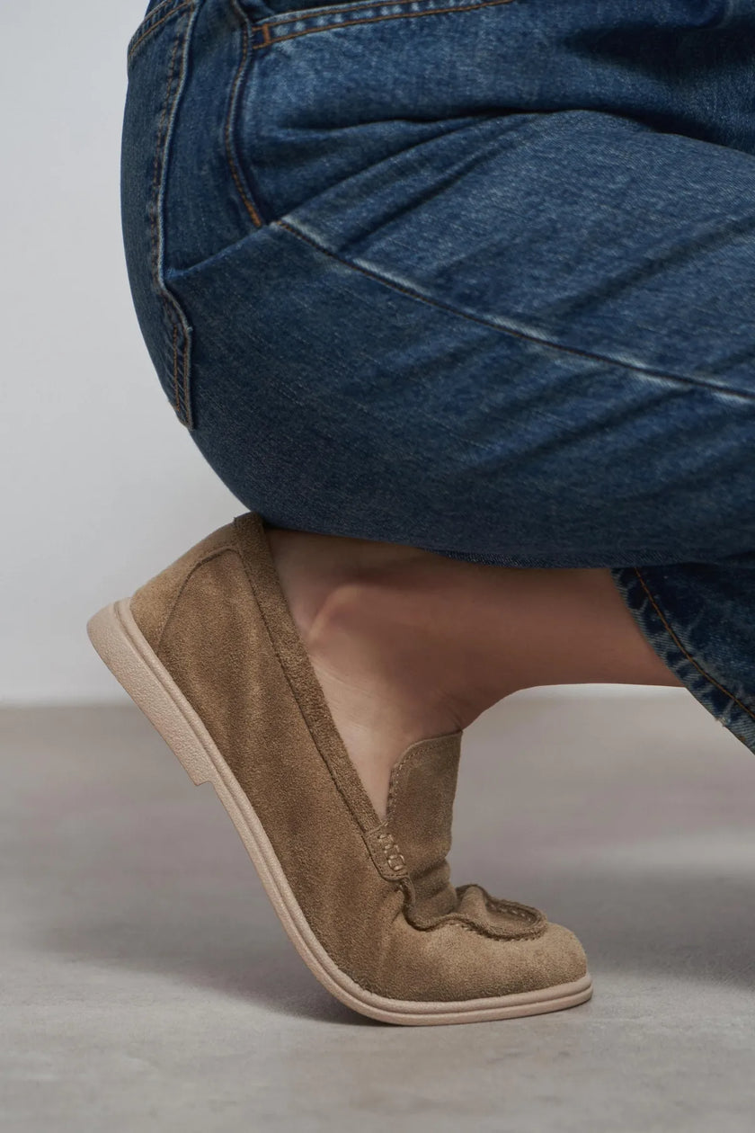 NADA Rome Beige Suede Genuine Leather Women’s Loafer