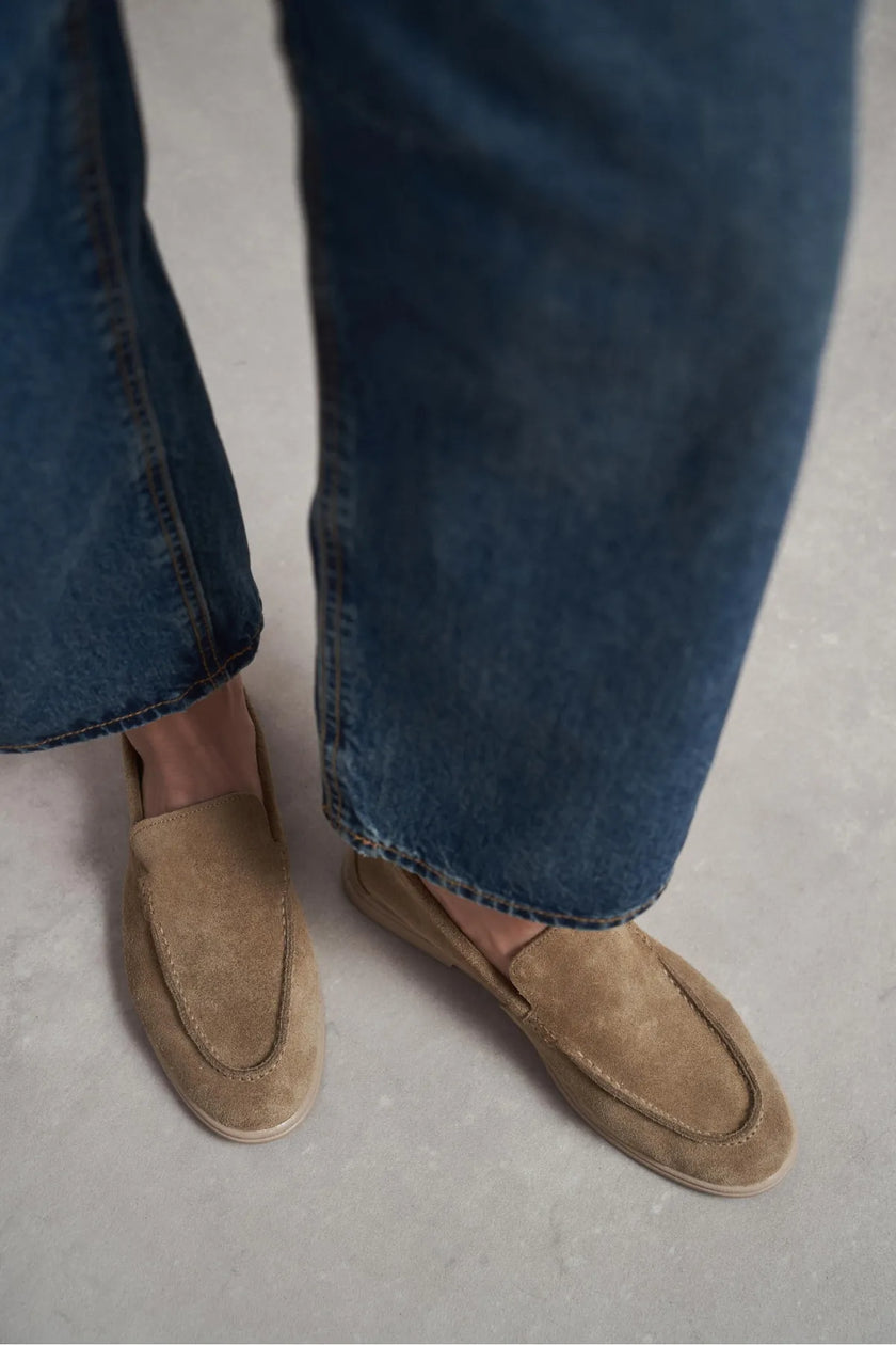NADA Rome Beige Suede Genuine Leather Women’s Loafer