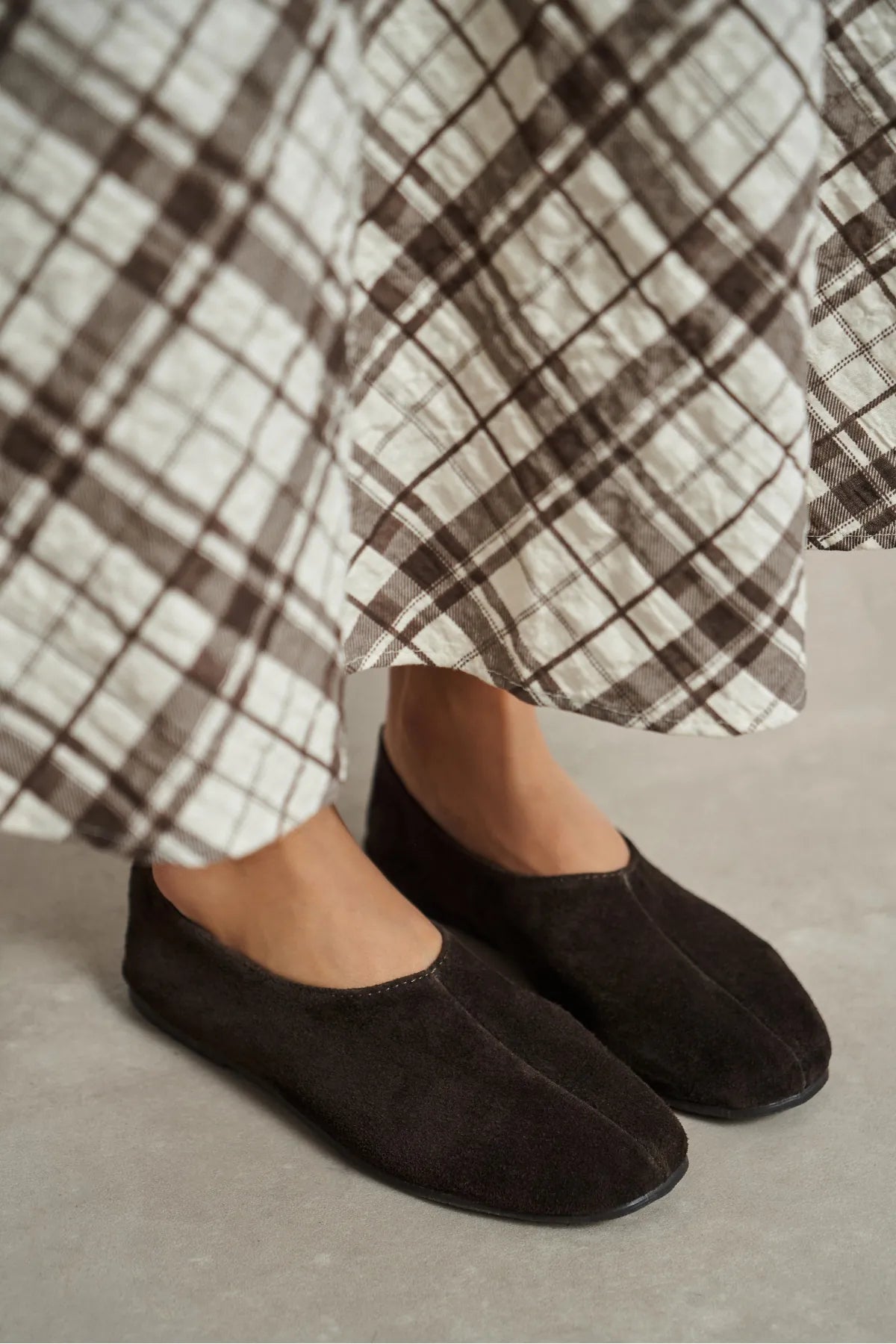 LIZOY Bitter Coffee Genuine Leather Flat Women’s Ballerina Shoes