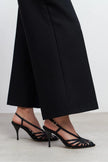 ERYU Black Satin Peep Toe Cage Detail Women’s Heeled Shoes