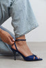 MONICA Navy Satin Ankle Strap Detail Women’s Stiletto Heels