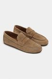 JERY ROME Beige Suede Leather Women’s Loafer Shoes
