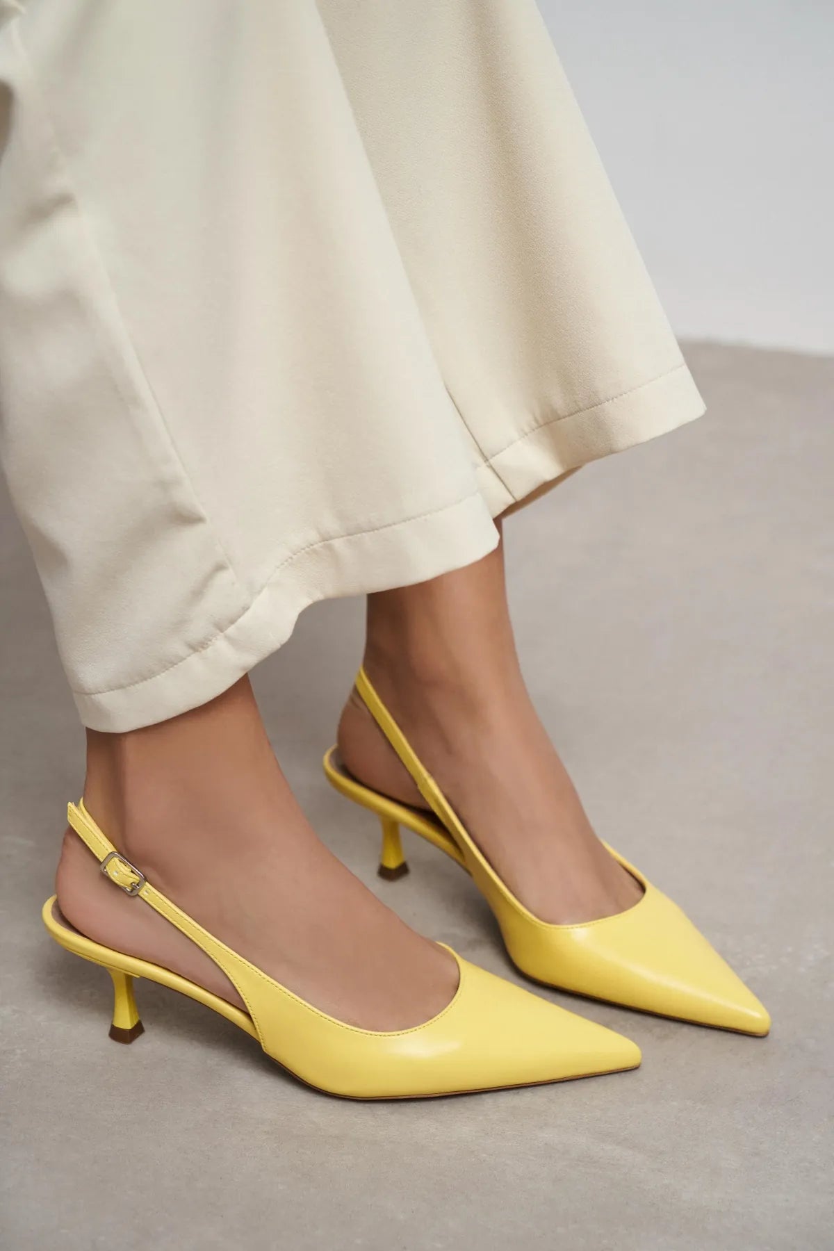 MEGY Yellow Matte Buckle Detail Pointed Toe Women’s Heeled Shoes | FOOTWEAR | Heels | Lebbse MEGY Yellow Matte Buckle Detail Pointed Toe Women’s Heeled Shoes | FOOTWEAR | Heels | Lebbse