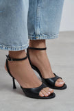 CHARMS Black Matte Ankle Strap Detail Women’s High Heels