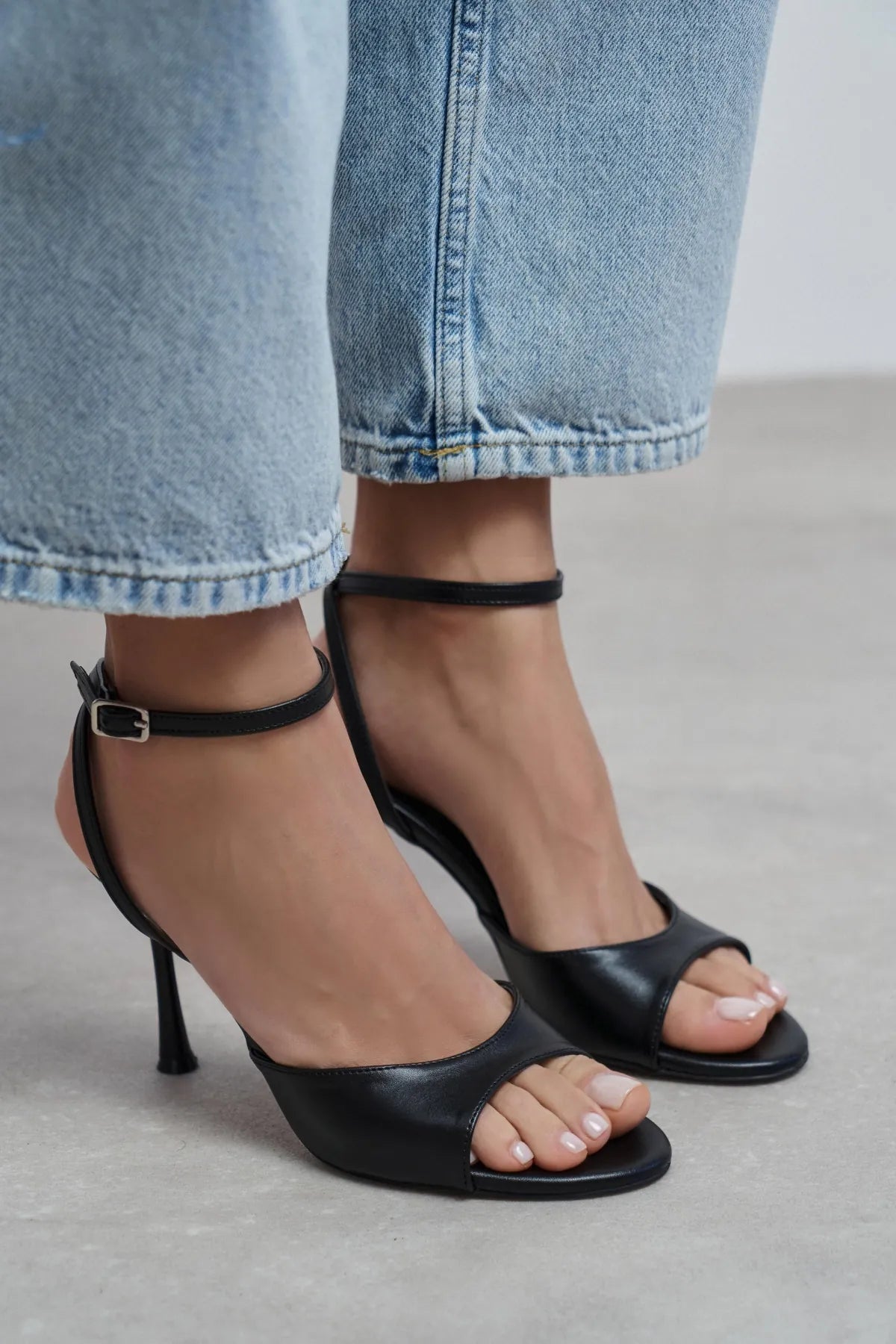 CHARMS Black Matte Ankle Strap Detail Women’s High Heels
