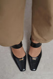 RANA Black Rustic Patterned Ankle Strap Buckle Detail Women’s Heel Shoes