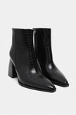 JUANİTA BLACK PATTERNED ZIPPER DETAIL WOMEN'S HIGH-HEEL BOOTS