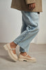 DAMIAN BEIGE BUCKLE DETAIL THICK-SOLED WOMEN'S LOAFER SHOES