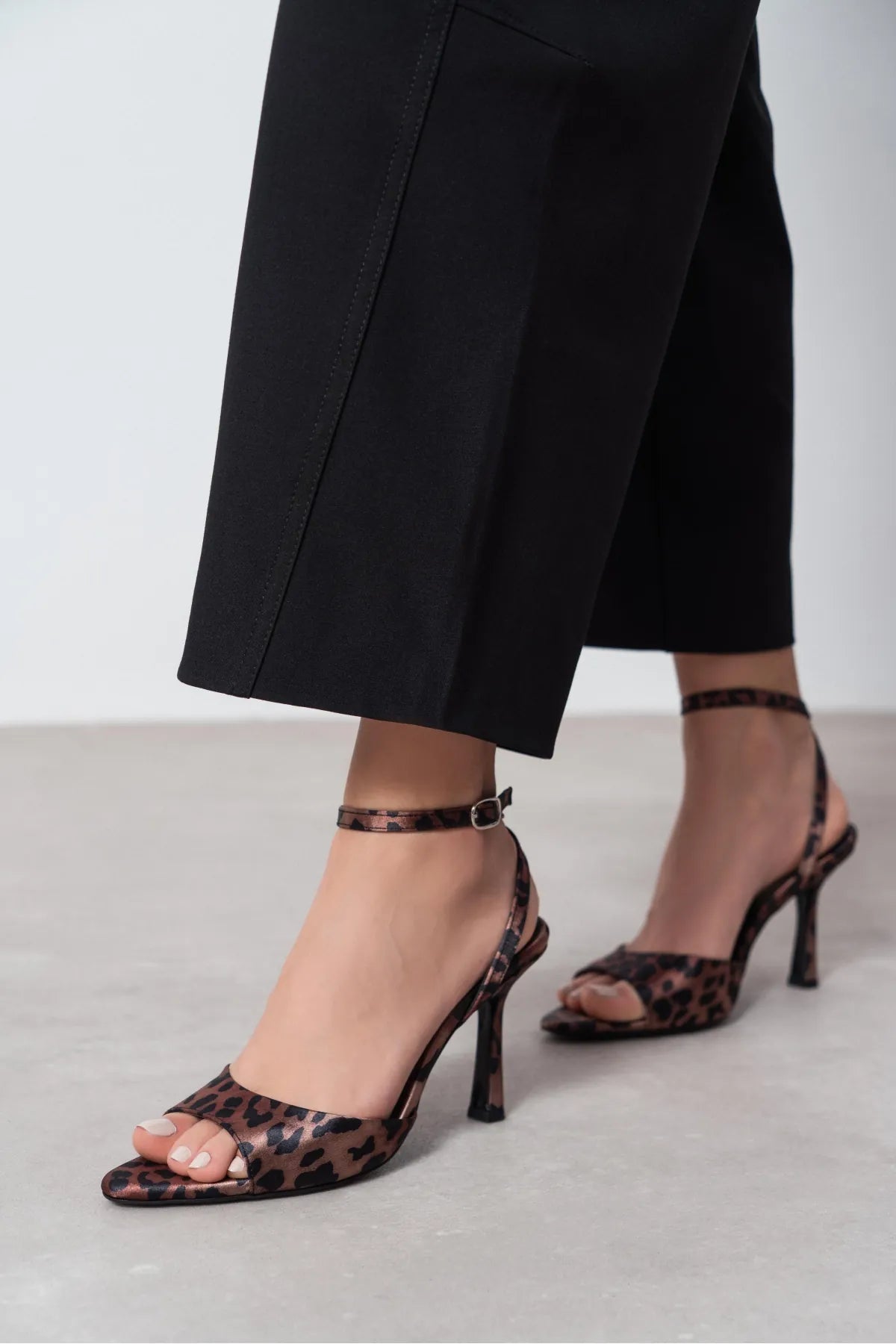 MEYZ Leo Satin Ankle Strap Women’s Stiletto Heel Shoes