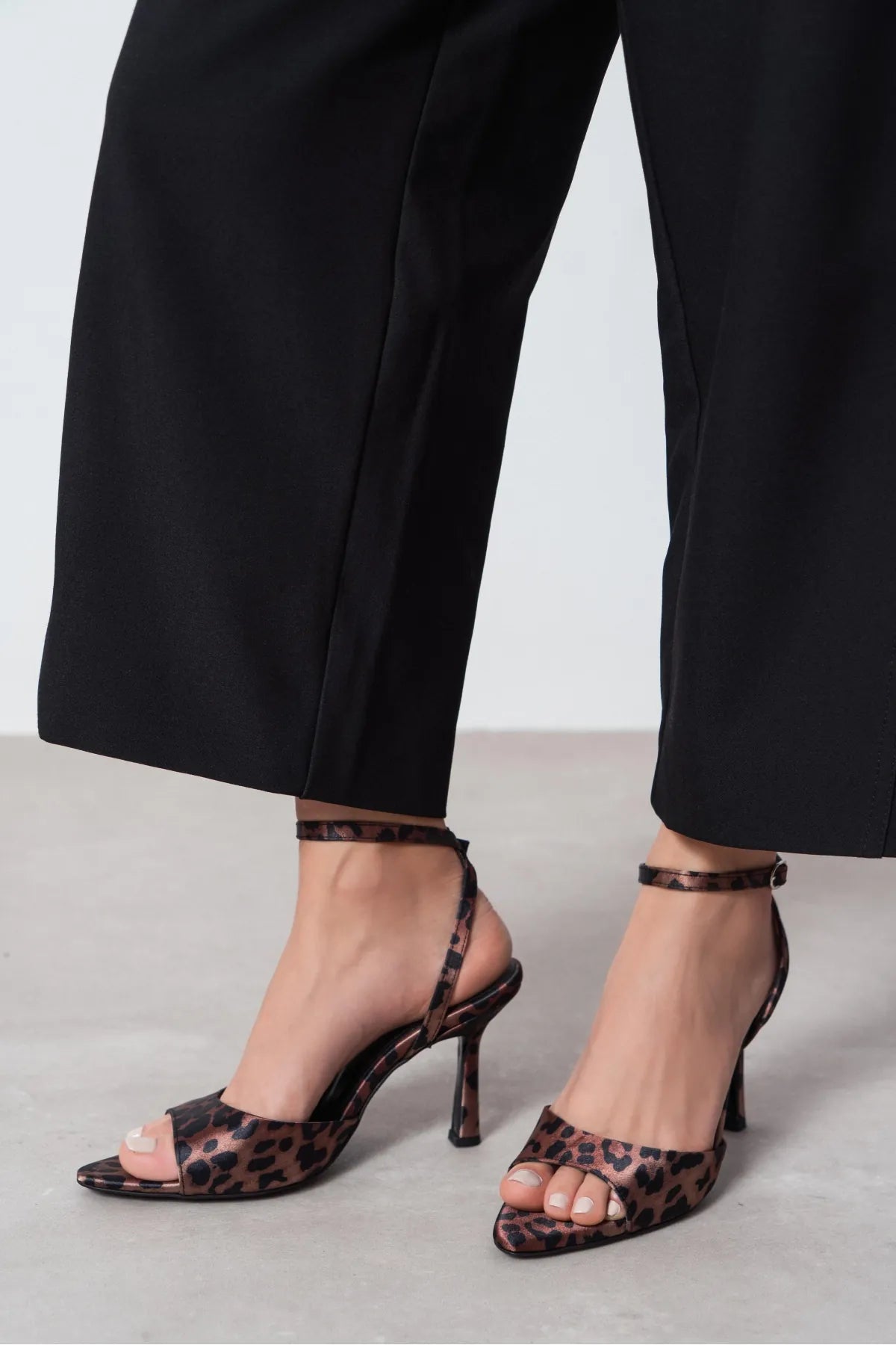 MEYZ Leo Satin Ankle Strap Women’s Stiletto Heel Shoes