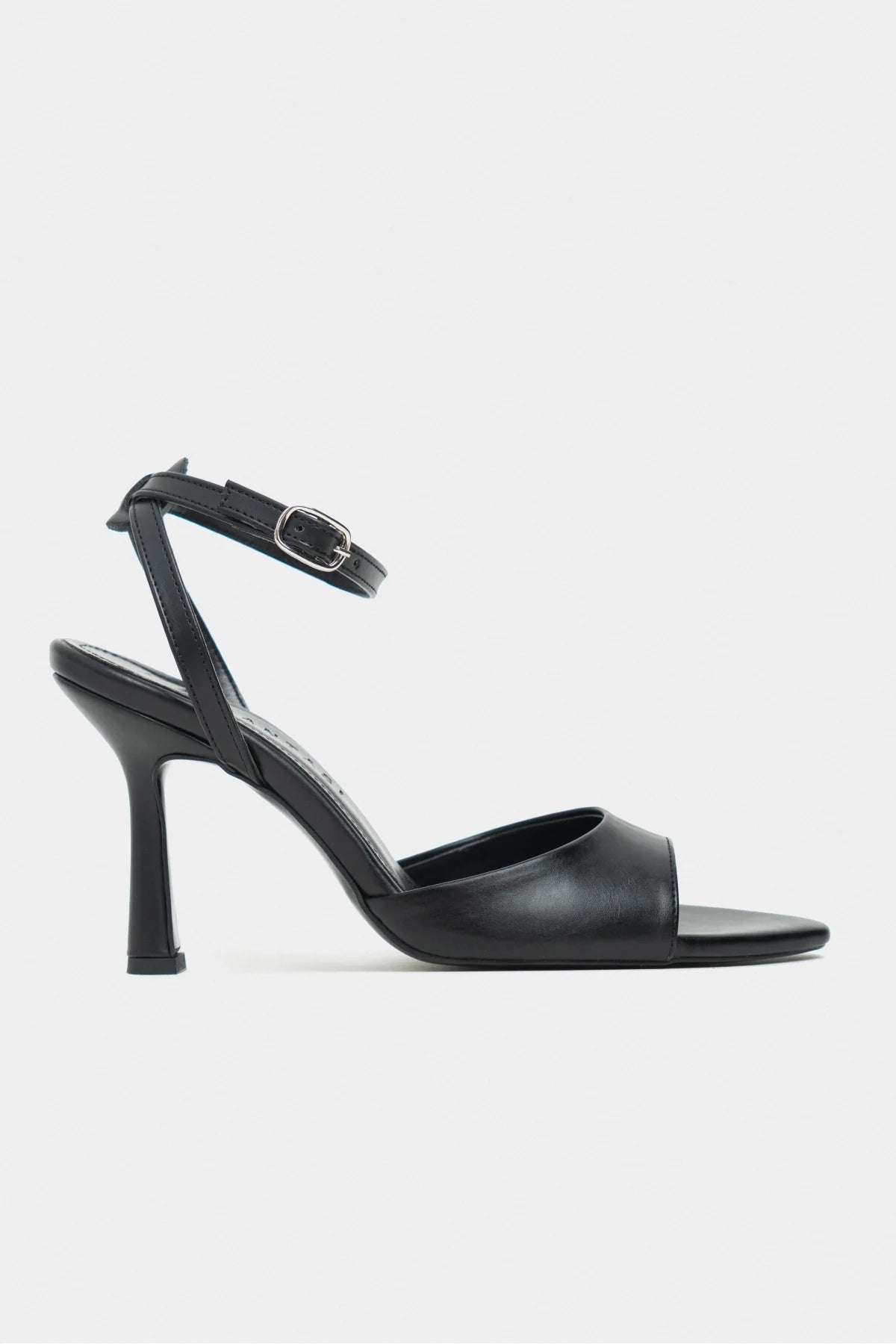 MEYZ Black Matte Ankle-Strap Women’s Thin Heel Shoes