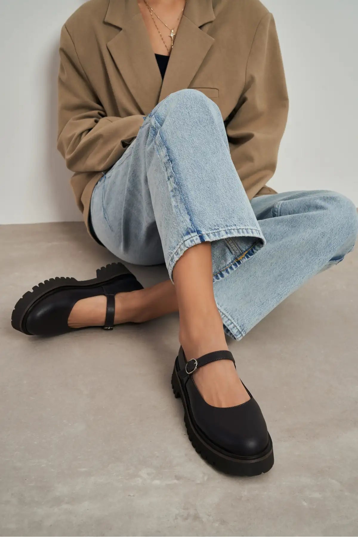 DAMIAN BROWN BUCKLE DETAIL THICK-SOLED WOMEN'S LOAFER SHOES