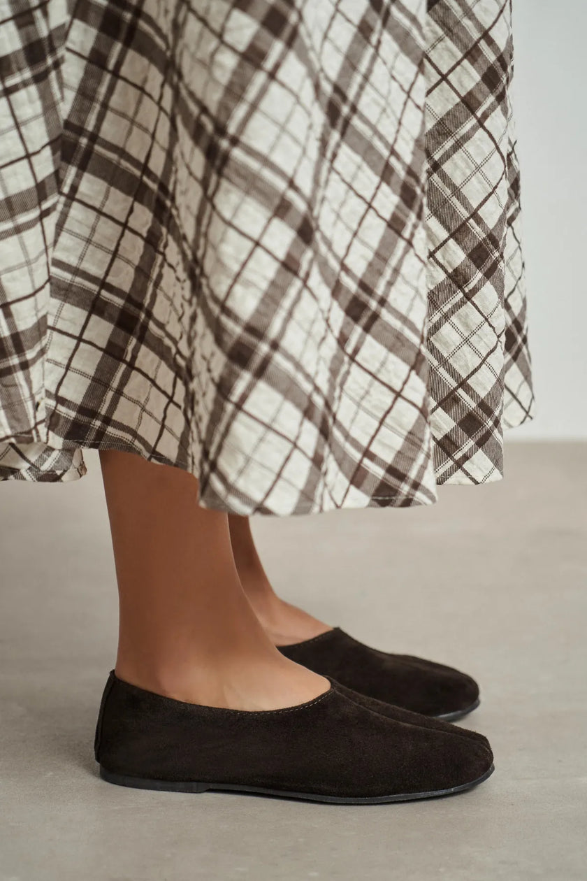 LIZOY Bitter Coffee Genuine Leather Flat Women’s Ballerina Shoes