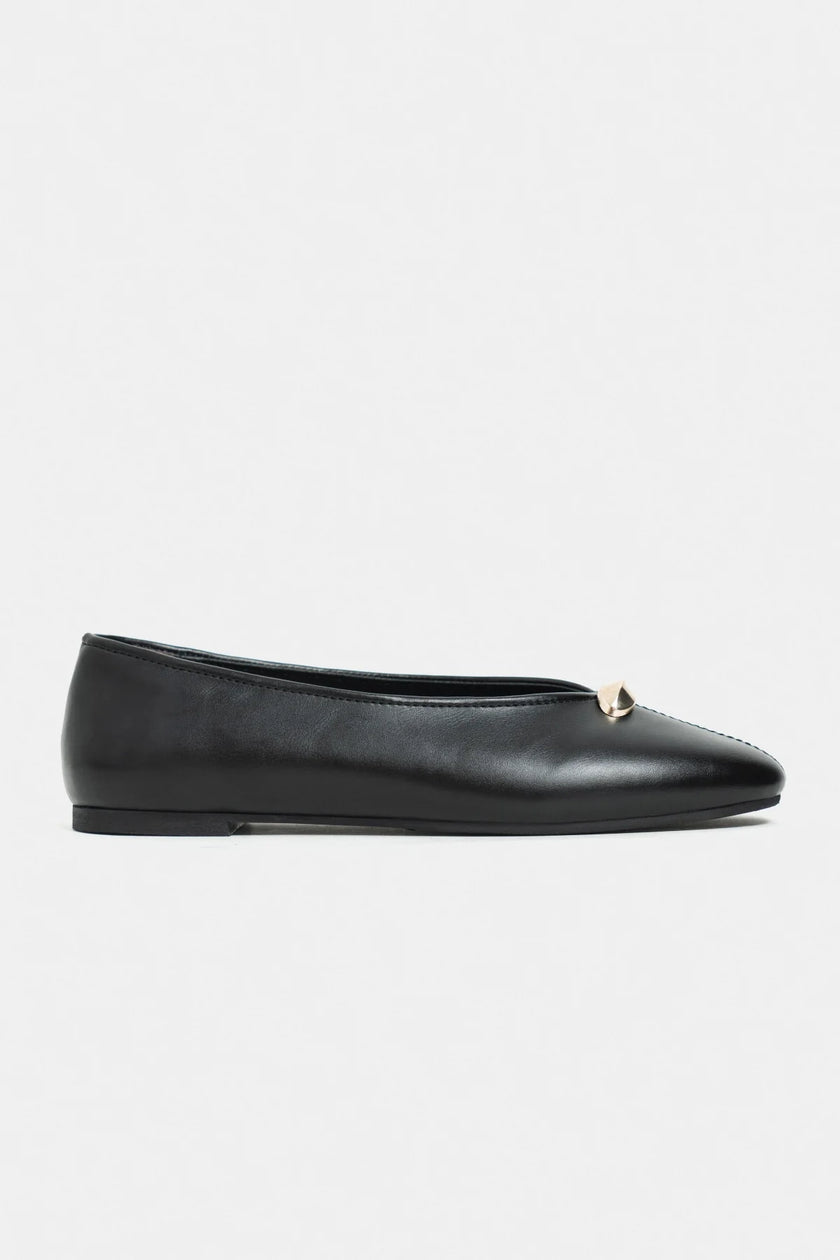 ASHY Black Matte Flat Women’s Ballet Shoes