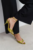 MONICA Green Satin Ankle-Strap Detail Women’s Slim High-Heel Shoes