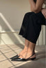 Arty Black Patterned Matte Rubber Detail Pointed Toe Short Heeled Women's Ballerinas