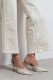 AVENY Beige Lace Embroidered Back Strap Women’s Heels