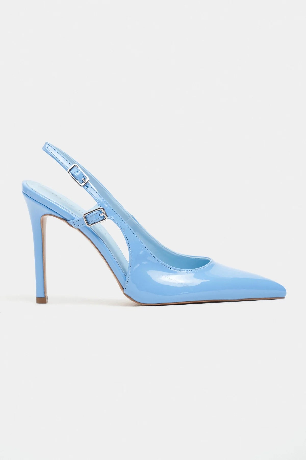 LADONIA Baby Blue Patent Buckle Detail Open Back Women’s Heels | FOOTWEAR | Heels | Lebbse LADONIA Baby Blue Patent Buckle Detail Open Back Women’s Heels | FOOTWEAR | Heels | Lebbse