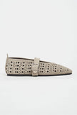 PATTER Beige Suede Studded Genuine Leather Buckle Detail Women’s Ballerina Flats