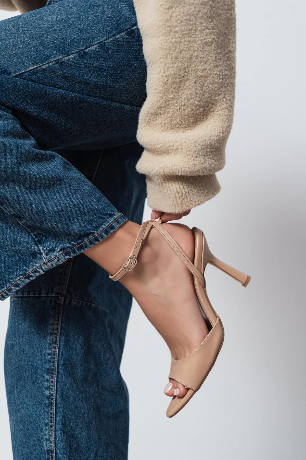 MEYZ Ten Matte Ankle-Strap Women's Thin Heel Shoes