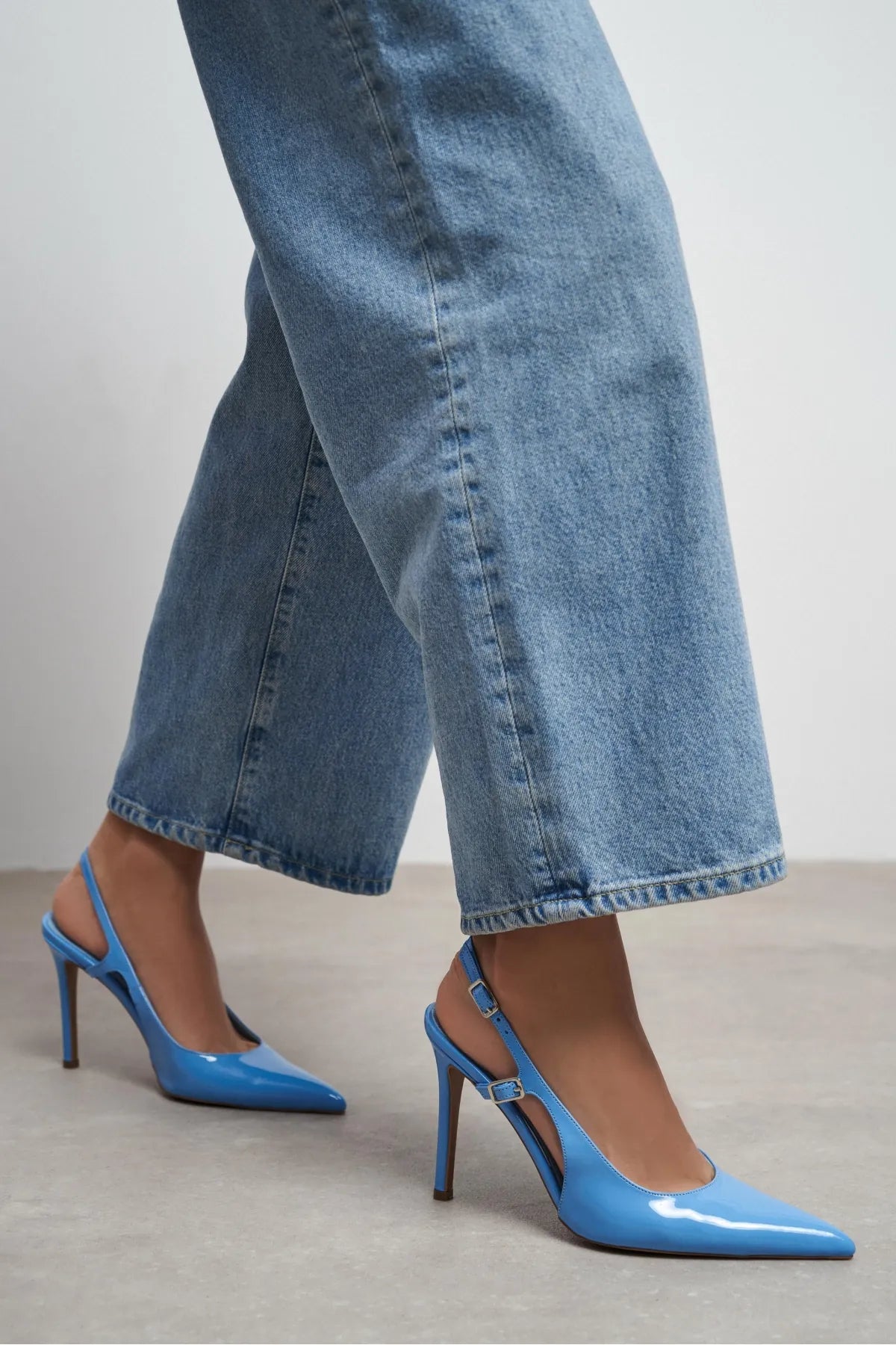 LADONIA Baby Blue Patent Buckle Detail Open Back Women’s Heels | FOOTWEAR | Heels | Lebbse LADONIA Baby Blue Patent Buckle Detail Open Back Women’s Heels | FOOTWEAR | Heels | Lebbse