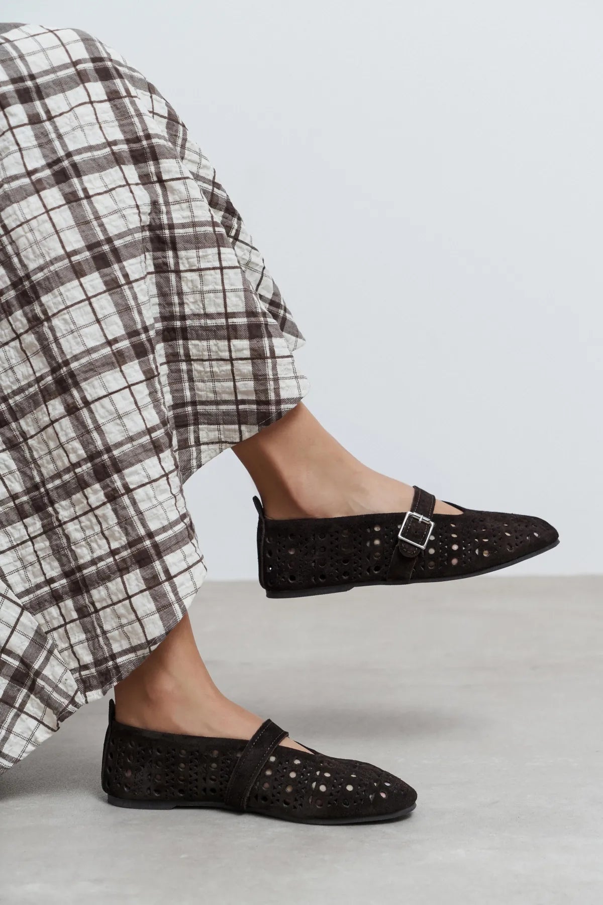 PATTER Coffee Suede Studded Genuine Leather Buckle Detail Women’s Ballerina | Ballet Flats | FOOTWEAR | Lebbse PATTER Coffee Suede Studded Genuine Leather Buckle Detail Women’s Ballerina | Ballet Flats | FOOTWEAR | Lebbse