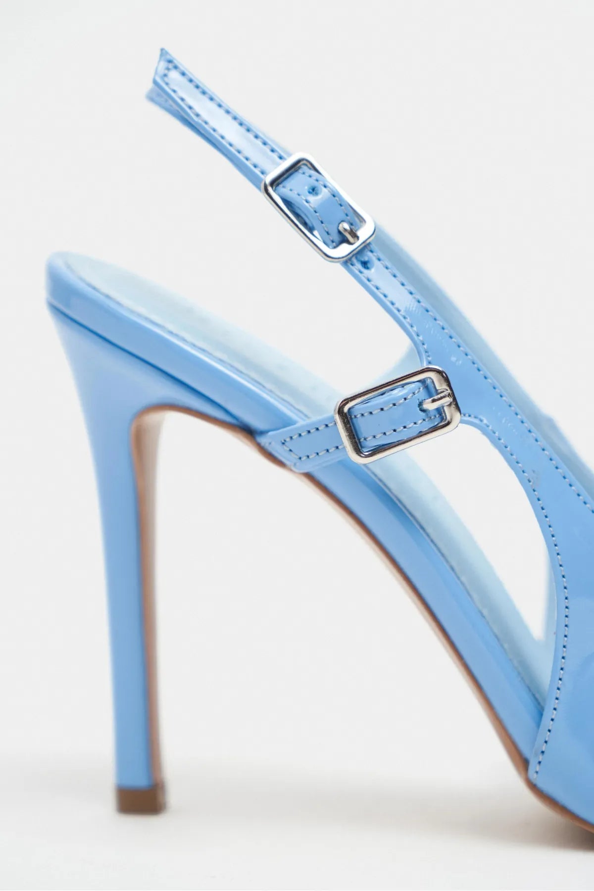LADONIA Baby Blue Patent Buckle Detail Open Back Women’s Heels | FOOTWEAR | Heels | Lebbse LADONIA Baby Blue Patent Buckle Detail Open Back Women’s Heels | FOOTWEAR | Heels | Lebbse