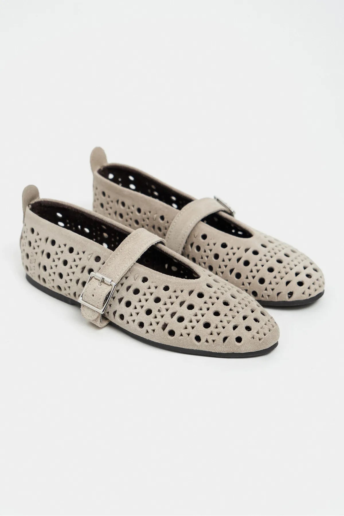 PATTER Beige Suede Studded Genuine Leather Buckle Detail Women’s Ballerina Flats | Ballet Flats | FOOTWEAR | Lebbse PATTER Beige Suede Studded Genuine Leather Buckle Detail Women’s Ballerina Flats | Ballet Flats | FOOTWEAR | Lebbse