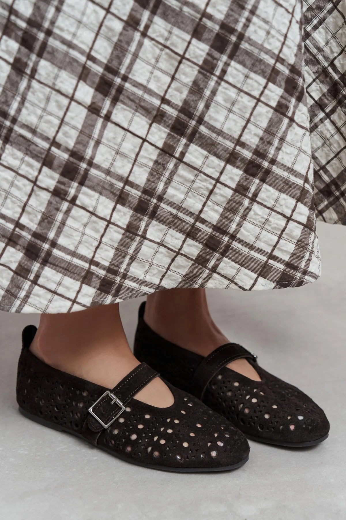 PATTER Coffee Suede Studded Genuine Leather Buckle Detail Women’s Ballerina | Ballet Flats | FOOTWEAR | Lebbse PATTER Coffee Suede Studded Genuine Leather Buckle Detail Women’s Ballerina | Ballet Flats | FOOTWEAR | Lebbse