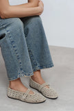 PATTER Beige Suede Studded Genuine Leather Buckle Detail Women’s Ballerina Flats