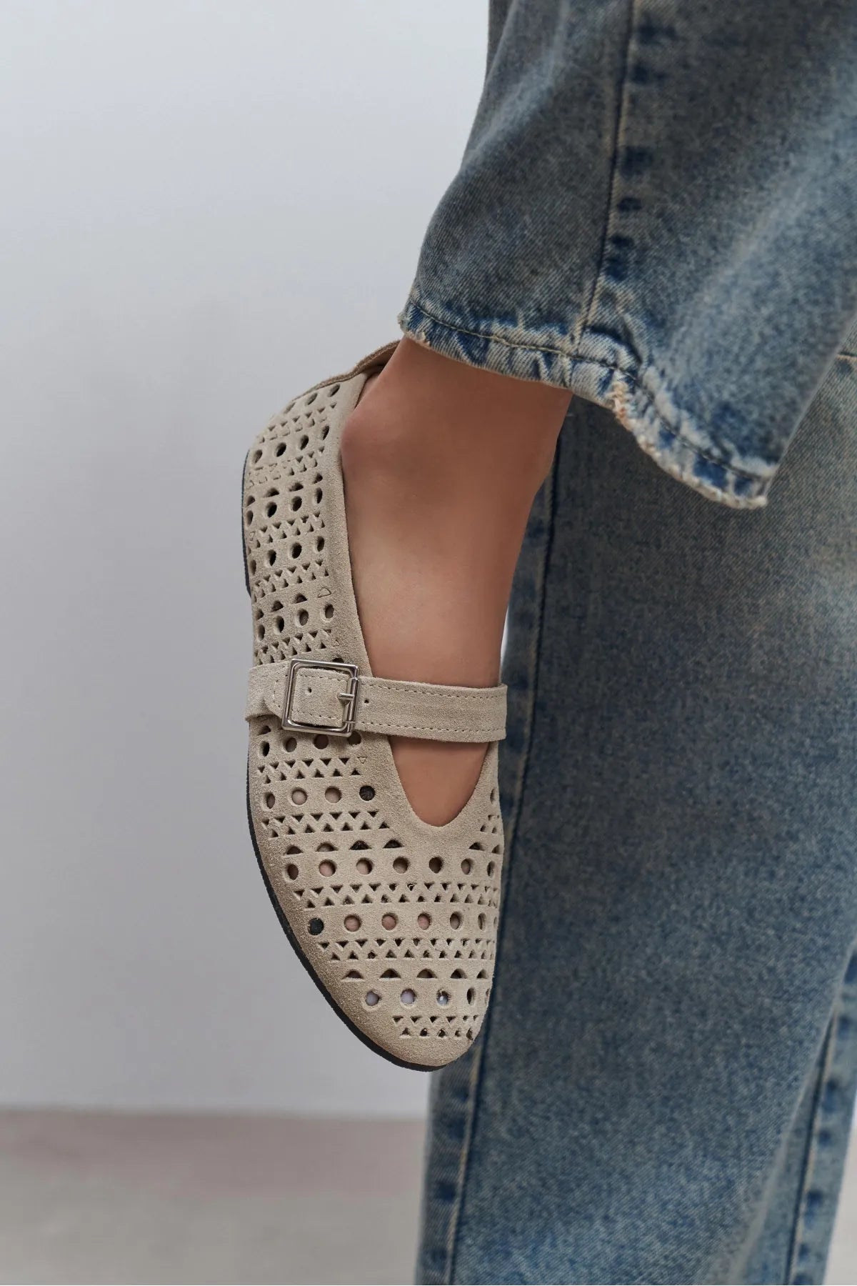 PATTER Beige Suede Studded Genuine Leather Buckle Detail Women’s Ballerina Flats | Ballet Flats | FOOTWEAR | Lebbse PATTER Beige Suede Studded Genuine Leather Buckle Detail Women’s Ballerina Flats | Ballet Flats | FOOTWEAR | Lebbse