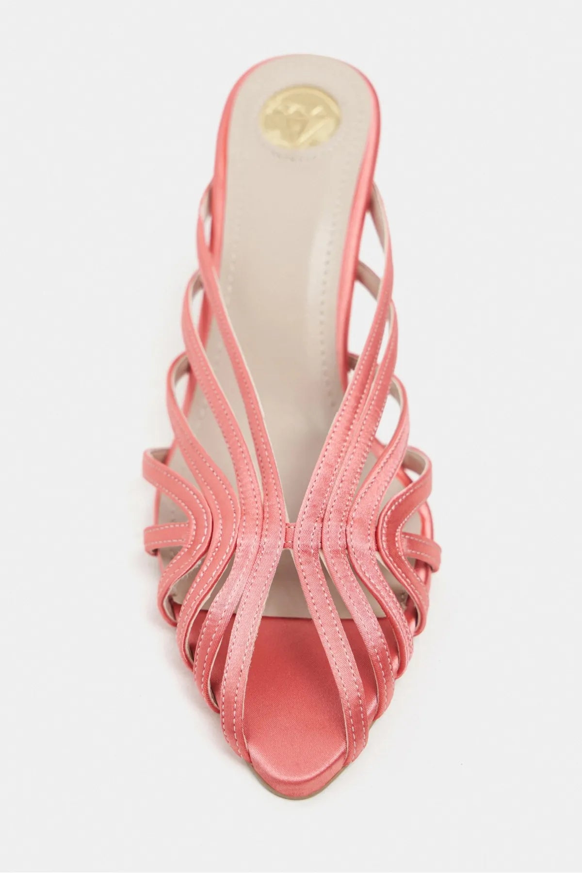 JUDITH Salmon Satin Open Toe Cage Detail Women’s Heeled Slippers | FOOTWEAR | Heels | Slipper | Lebbse JUDITH Salmon Satin Open Toe Cage Detail Women’s Heeled Slippers | FOOTWEAR | Heels | Slipper | Lebbse