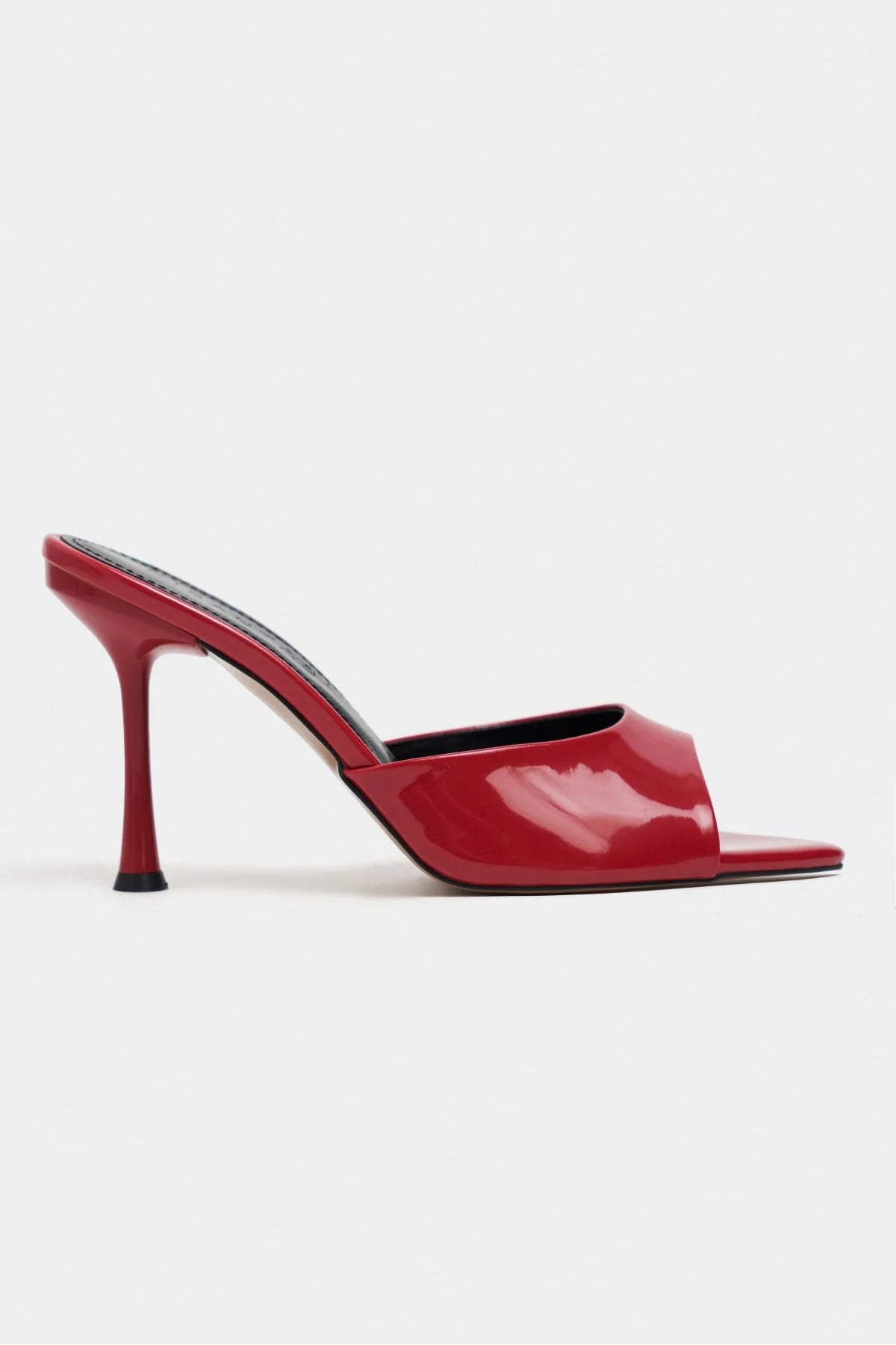 RENATA Red Patent Leather Pointed-Toe Mule Heels