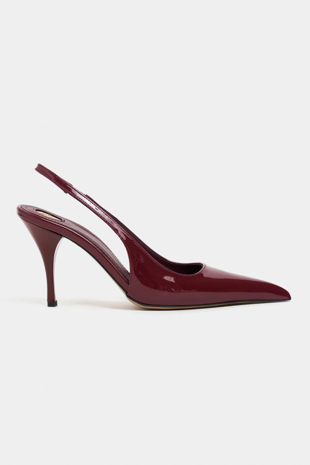 MEHRU Burgundy Patent Buckle Detail Pointed Toe Women’s Heels