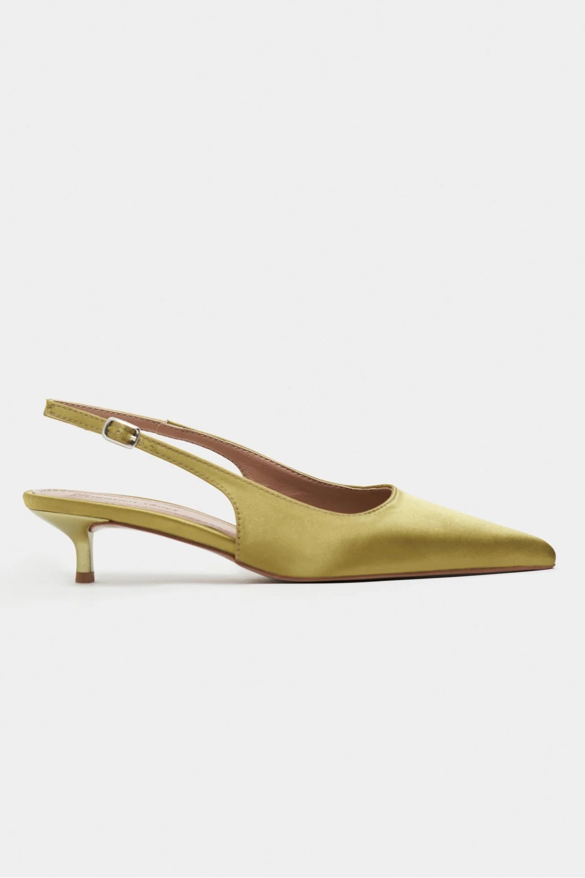 ROVIA Green Satin Pointed-Toe Thin Heel Women's Shoes