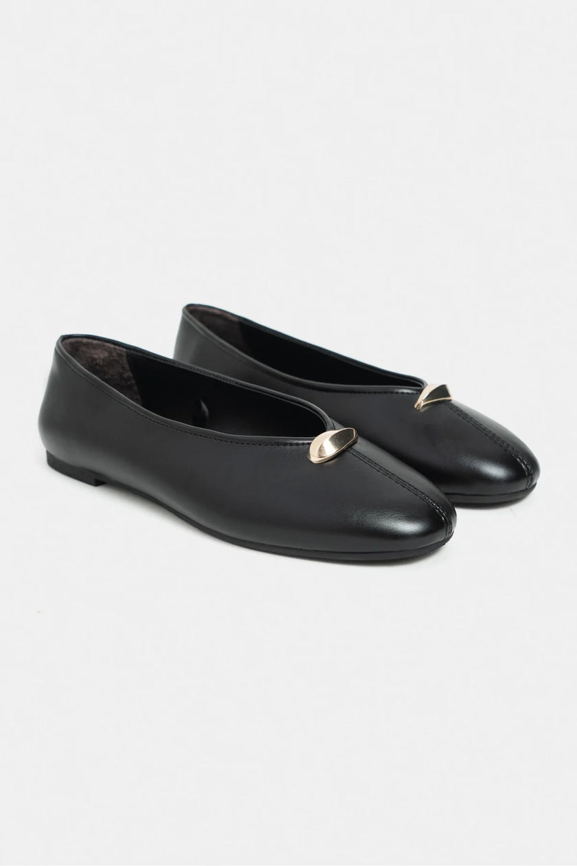ASHY Black Matte Flat Women’s Ballet Shoes