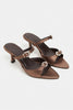 CALISTA Brown Satin Buckle-Detail Pointed-Toe Women's Mule Heels