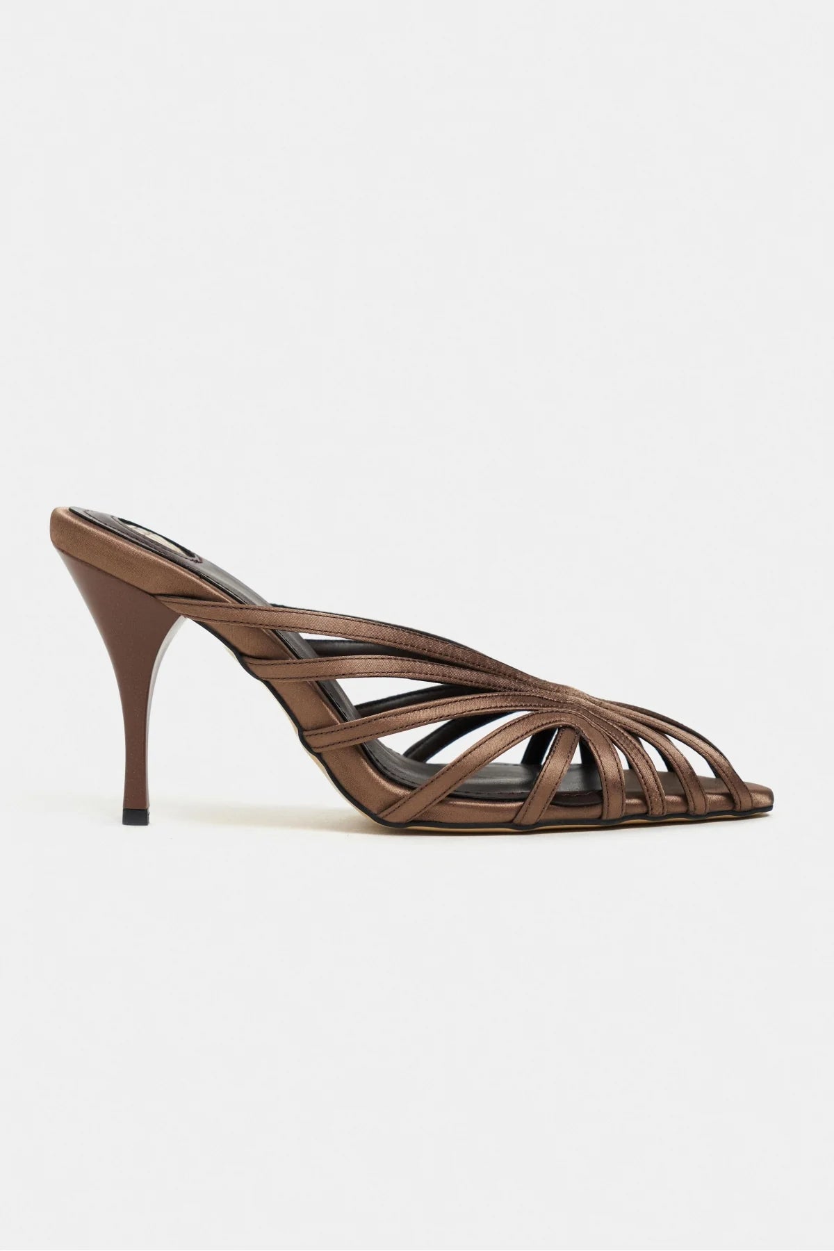 JUDITH Coffee Satin Open Toe Cage Detail Women’s Heeled Slippers | FOOTWEAR | Heels | Slipper | Lebbse JUDITH Coffee Satin Open Toe Cage Detail Women’s Heeled Slippers | FOOTWEAR | Heels | Slipper | Lebbse