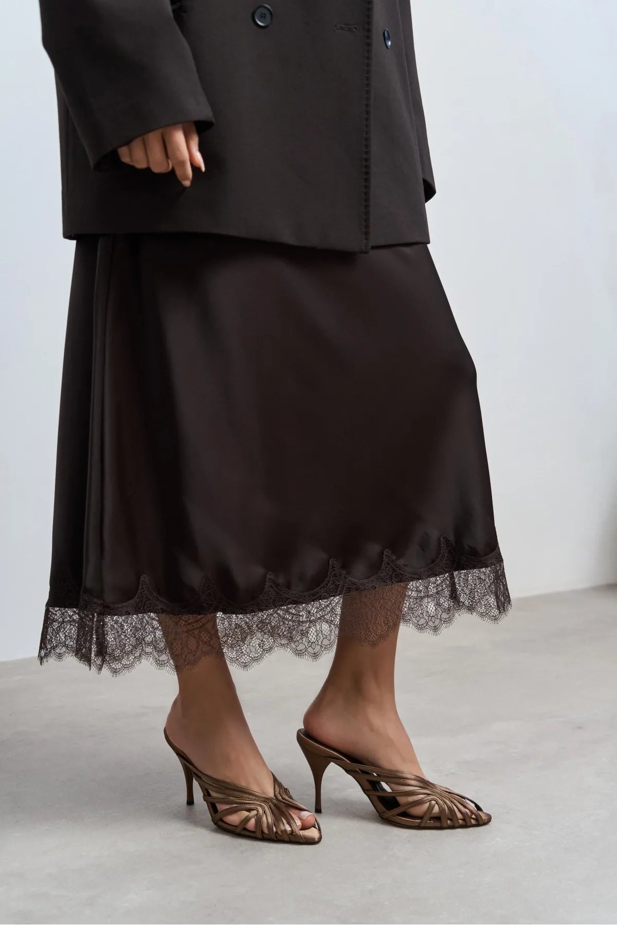JUDITH Coffee Satin Open Toe Cage Detail Women’s Heeled Slippers | FOOTWEAR | Heels | Slipper | Lebbse JUDITH Coffee Satin Open Toe Cage Detail Women’s Heeled Slippers | FOOTWEAR | Heels | Slipper | Lebbse